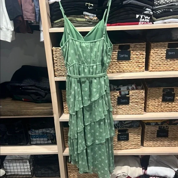 Green Polka Dot Wrap Dress - Picture 3 of 3